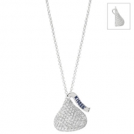 Sterling Silver Hershey s Kiss Flat Back Pendant with CZ   Chain