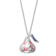 Sterling Silver Hershey s Kiss  Breast Cancer 3D Pendant with Chain