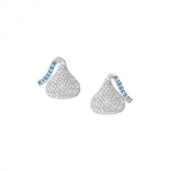Sterling Silver Hershey s Kiss Flat Back w  CZ Stud Earrings