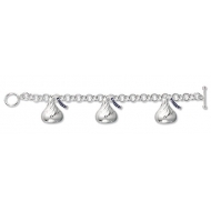 Sterling Silver Hershey s Kiss Bracelet w  Three 3D Kiss Charms