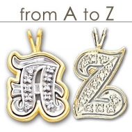 Diamond Outlined Initial in 14K Two Tone Gold