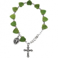 Sterling Silver Jade Heart Rosary Bracelet