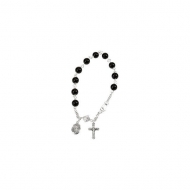 Sterling Silver Black Onyx Round Rosary Bracelet
