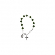 Sterling Silver Dark China Jade Round Rosary Bracelet