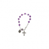 Sterling Silver Amethyst Round Rosary Bracelet
