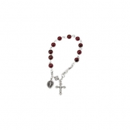 Sterling Silver Garnet Round Rosary Bracelet