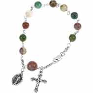 Sterling Silver Fancy Jasper Round Rosary Bracelet
