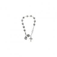 Sterling Silver Smooth Cloisonne Round Rosary Bracelet