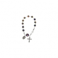Sterling Silver Cobalt Cloisonne Round Rosary Bracelet