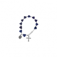 Sterling Silver Sodalite Heart Rosary Bracelet