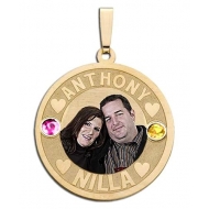 Round Pendant w  Two Names Etched