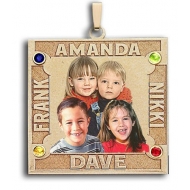Square Photo Pendant w  4 Names Etched