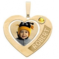 Heart W  1 Name Etched with Your Birthstone
