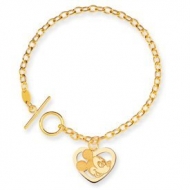 14K Yellow Gold Disney 7 5inch Mickey Mouse Heart Charm Bracelet