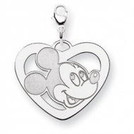 Sterling Silver Disney Mickey Mouse Heart Lobster Clasp Charm
