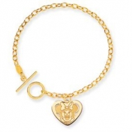 14K Yellow Gold Disney 7 5inch Minnie Mouse Heart Charm Bracelet