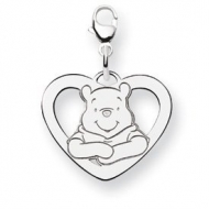Sterling Silver Disney Winnie the Pooh Lobster Clasp Med  Heart Charm