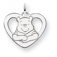 Sterling Silver Disney Winnie the Pooh Medium Heart Charm