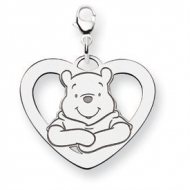 Sterling Silver Disney Winnie the Pooh Lobster Clasp Lg  Heart Charm