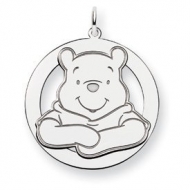 Sterling Silver Disney Winnie the Pooh Large Two Layer Round Charm