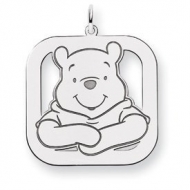 Sterling Silver Winnie the Pooh Large Square Charm