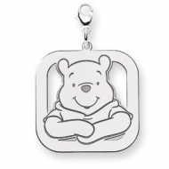 Sterling Silver Winnie the Pooh Large Lobster Clasp Square Charm
