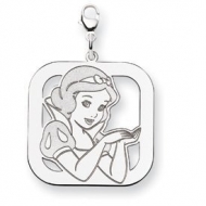 Sterling Silver Snow White Lobster Clasp Square Charm