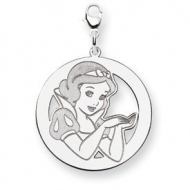 Sterling Silver Snow White Lobster Clasp Round Charm