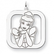 Sterling Silver Cinderella Square Charm