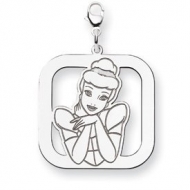 Sterling Silver Cinderella  Lobster Clasp Square Charm