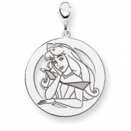 Sterling Silver Princess Aurora Lobster Clasp Round Charm
