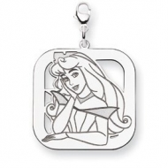 Sterling Silver Princess Aurora Lobster Clasp Square Charm