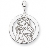 Sterling Silver Belle Lobster Clasp Round Charm