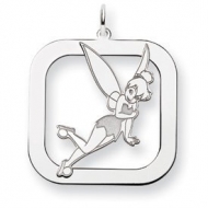 Sterling Silver Tinker Bell Two Layer Square Charm