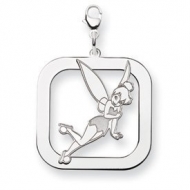 Sterling Silver Tinker Bell Two Layer Lobster Clasp Square Charm
