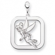 Sterling Silver Tinker Bell Lobster Clasp Square Charm