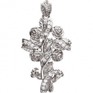 FLORAL STYLE DIAMOND CROSS PENDANT