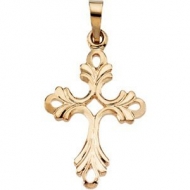 14K Yellow Gold CROSS PENDANT W DESIGN