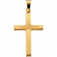 14K YELLOW GOLD SUNRISE CROSS PENDANT