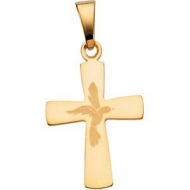 14K Yellow Gold CROSS PENDANT W  HOLY SPIRIT DESIGN
