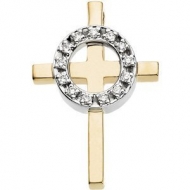 TWO TONE DIAMOND CROSS