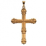 14K Yellow Gold LARGE FANCY CROSS PENDANT