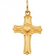 14K YELLOW GOLD CHILD S CROSS PENDANT W HEART