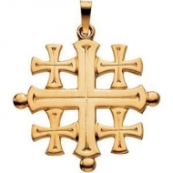 14K Yellow Gold JERUSALEM CROSS PENDANT