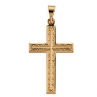 14K Yellow Gold CROSS PENDANT W DESIGN