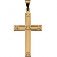 14K Yellow Gold CROSS PENDANT W DESIGN