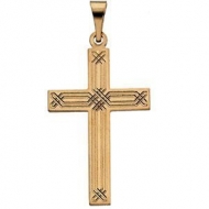 14K Yellow Gold CROSS PENDANT W DESIGN