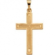 14K Yellow Gold CROSS PENDANT W DESIGN
