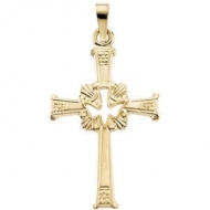 14K YELLOW GOLD CROSS W HOLY SPIRIT PENDANT