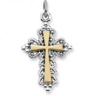 Sterling Silver CROSS PENDANT w  Gold Plating